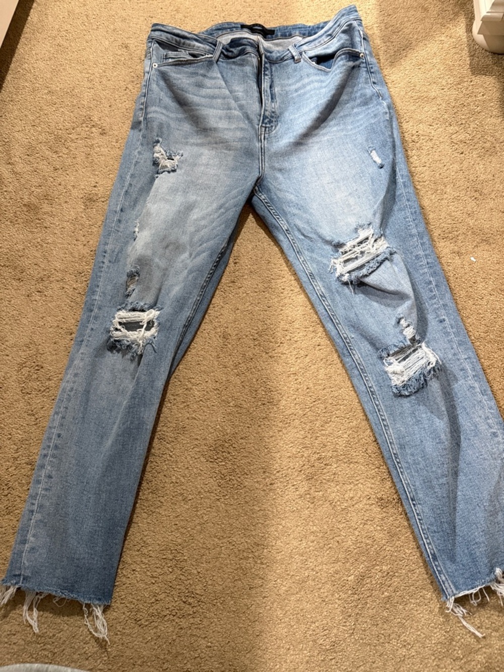 Light Wash Distressed Boyfriend Jeans